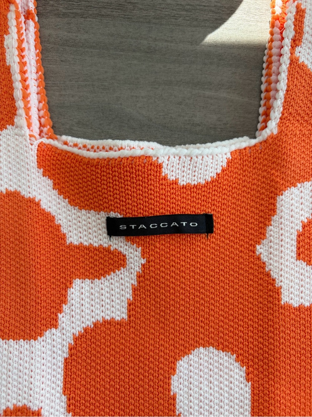 Staccato Orange & White Floral Knit Shopper - Picture 2 of 3